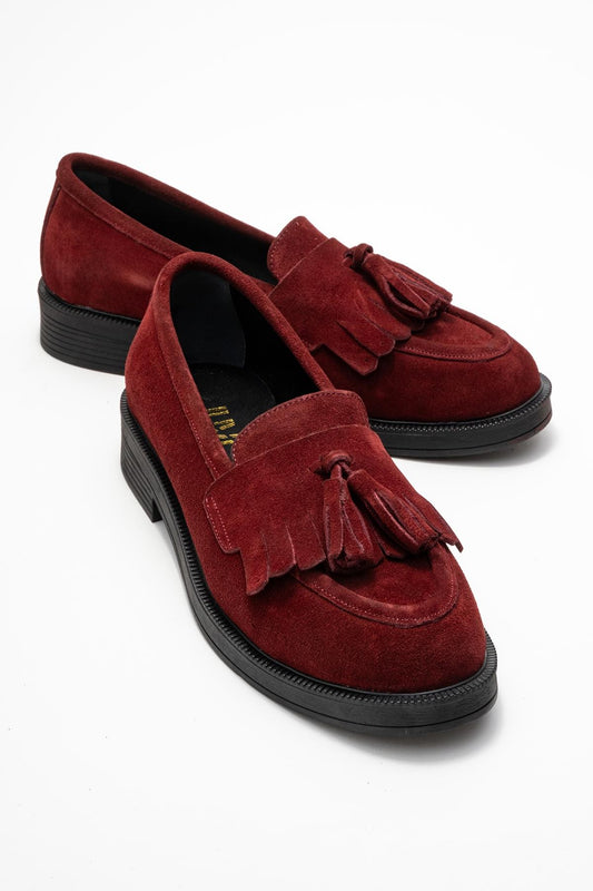 Milly - Burgundy Leather Tassel Loafers