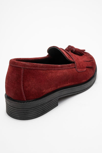 Milly - Mocasines burdeos de cuero con borlas