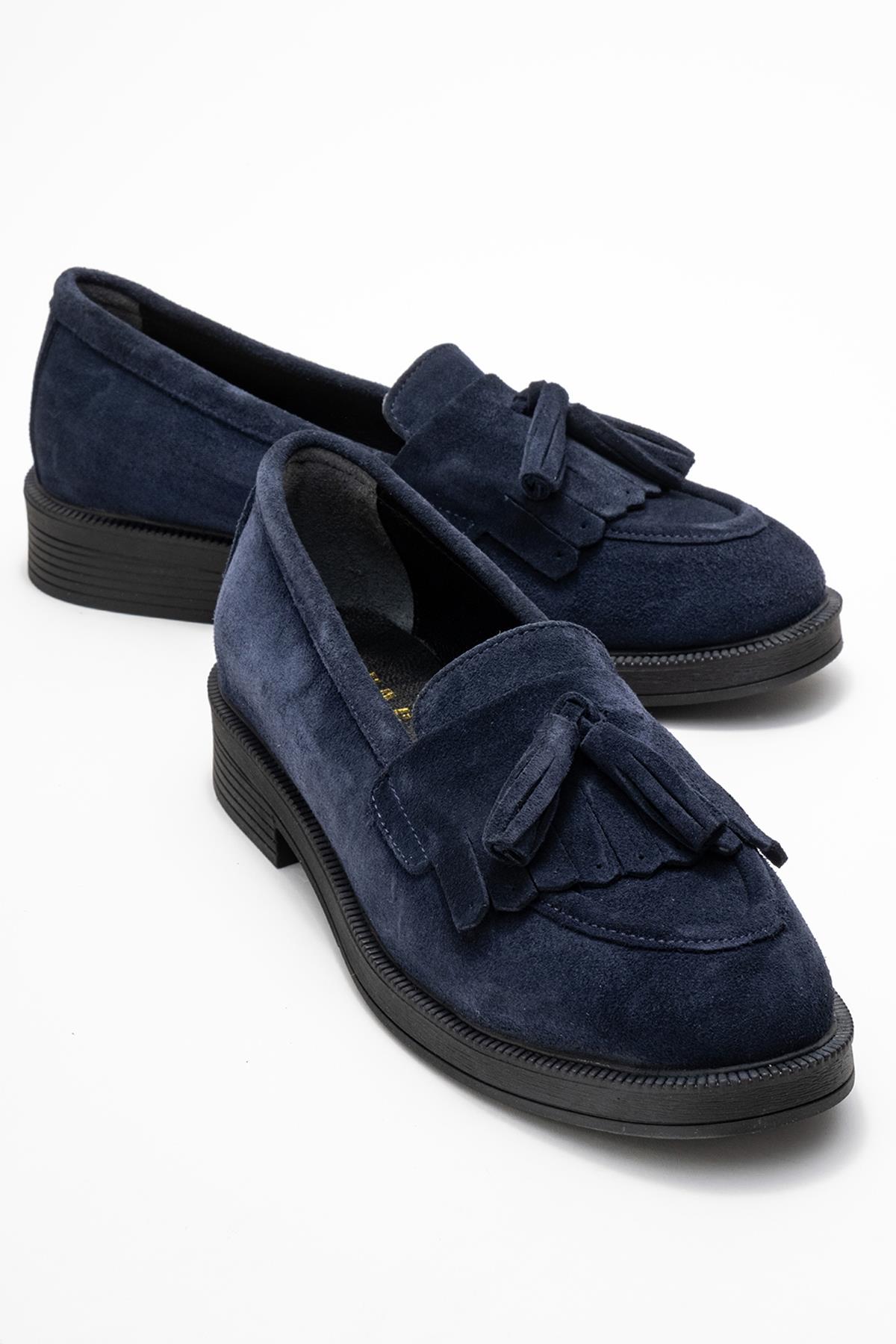 Milly - Mocasines con borlas de piel de ante azul marino