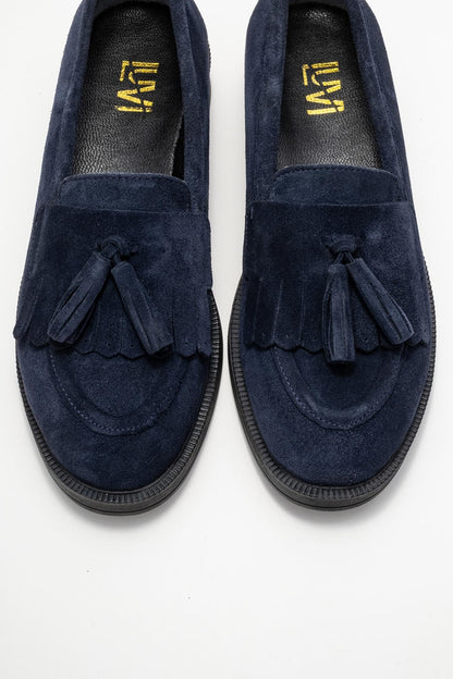 Milly - Mocasines con borlas de piel de ante azul marino