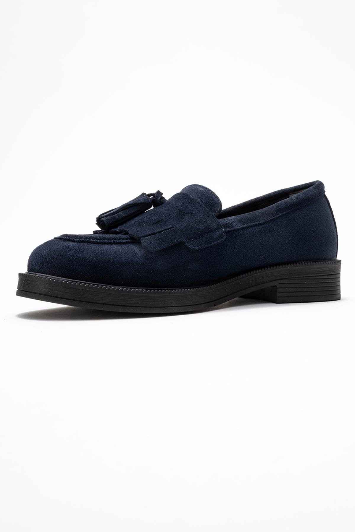 Milly - Mocasines con borlas de piel de ante azul marino
