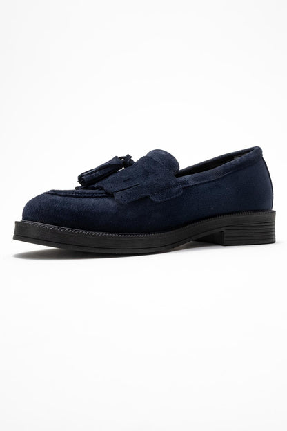 Milly - Mocasines con borlas de piel de ante azul marino