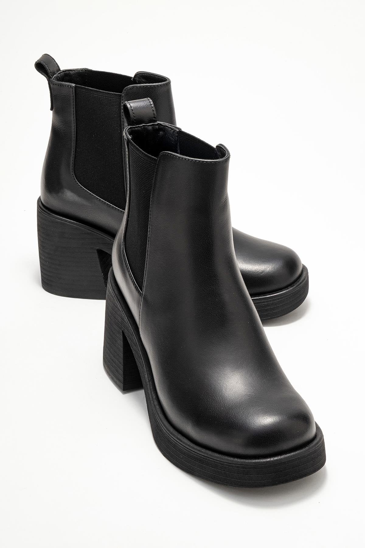 Lysa - Bota de plataforma de cuero negro (Mujer)