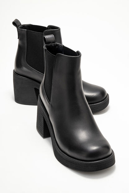 Lysa - Bota de plataforma de cuero negro (Mujer)