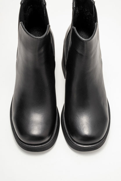 Lysa - Bota de plataforma de cuero negro (Mujer)