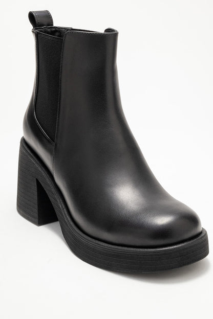Lysa - Bota de plataforma de cuero negro (Mujer)