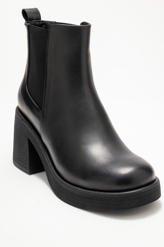 Lysa - Bota de plataforma de cuero negro (Mujer)