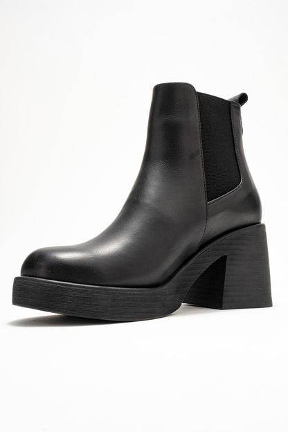 Lysa - Bota de plataforma de cuero negro (Mujer)