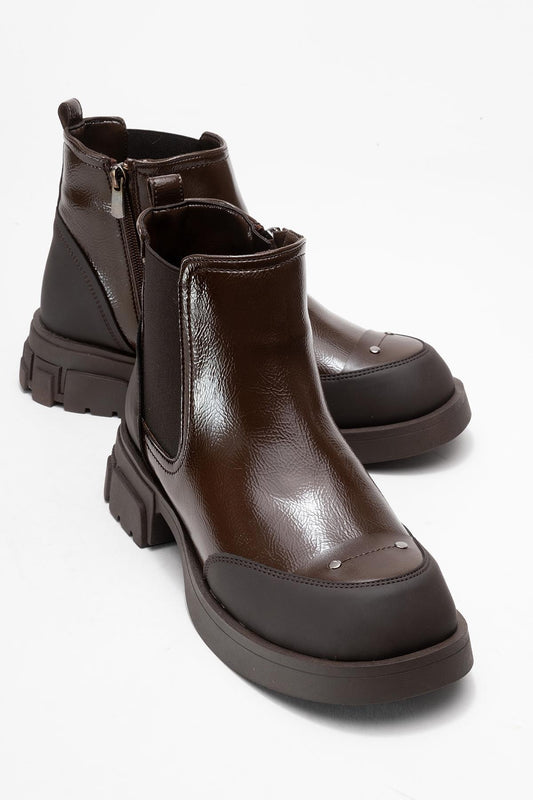 Albia - Dark Brown Patent Boot (Women)