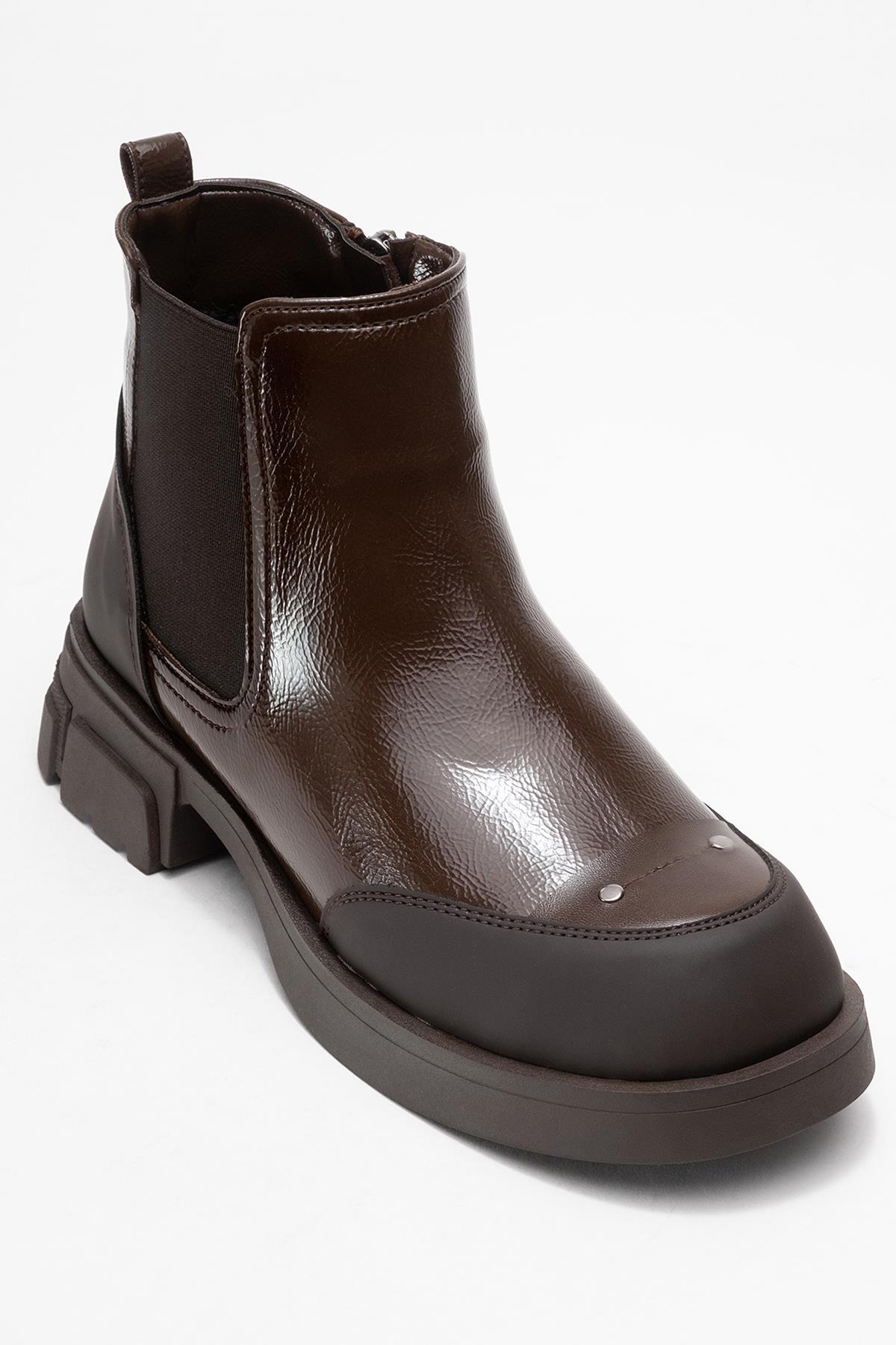 Albia - Dark Brown Patent Boot (Women)