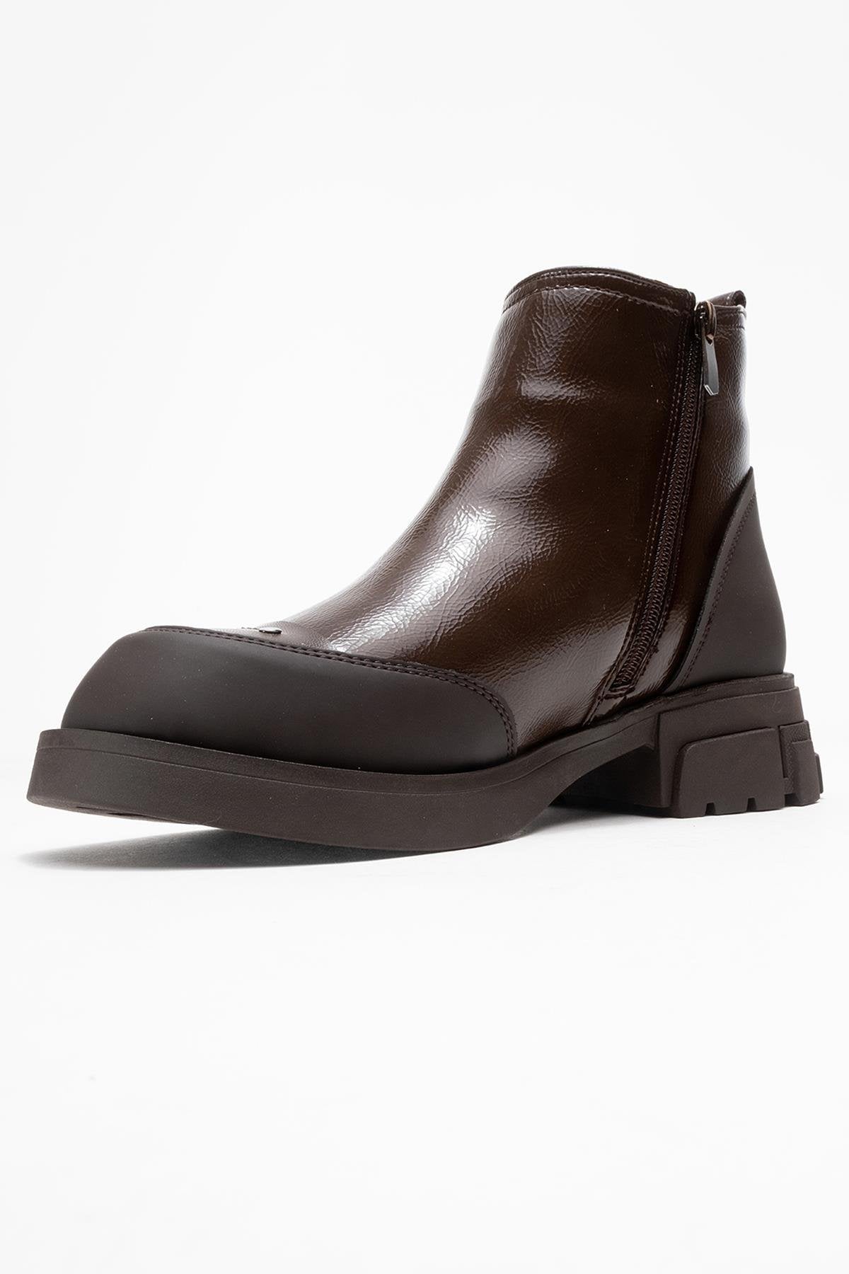 Albia - Dark Brown Patent Boot (Women)