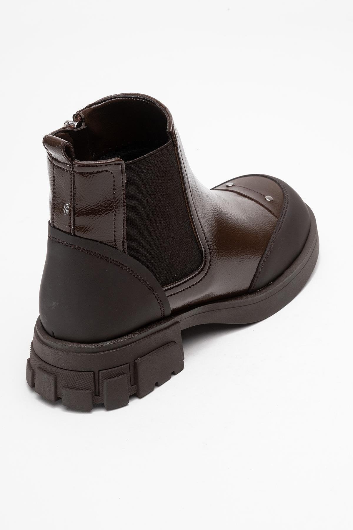 Albia - Dark Brown Patent Boot (Women)