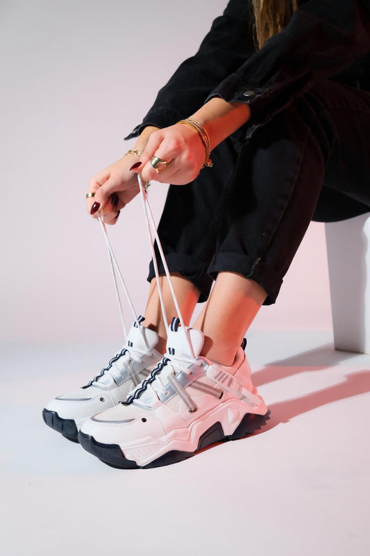 Maggie - Zapatillas deportivas blancas y azul marino (mujer)
