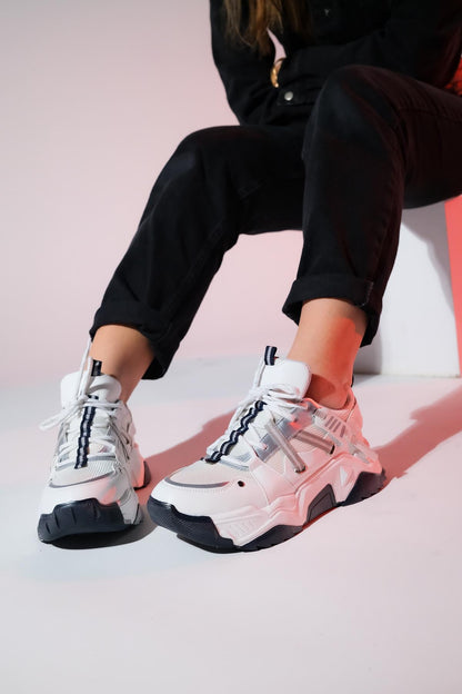 Maggie - Zapatillas deportivas blancas y azul marino (mujer)