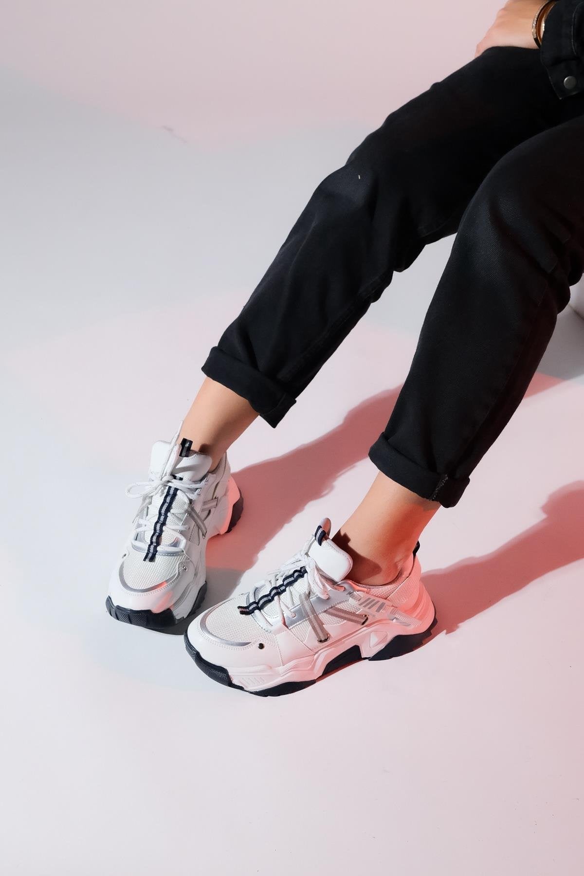 Maggie - Zapatillas deportivas blancas y azul marino (mujer)