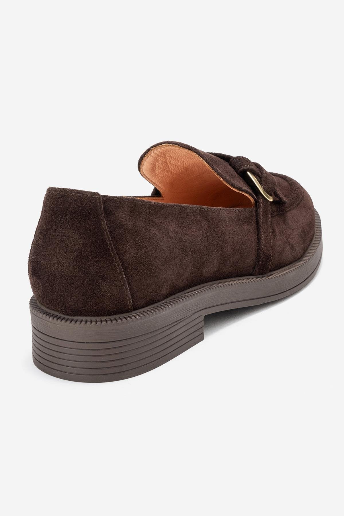 Galea - Brown Suede Buckled Leather Loafers (Women)
