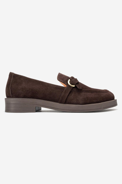 Galea - Brown Suede Buckled Leather Loafers (Women)