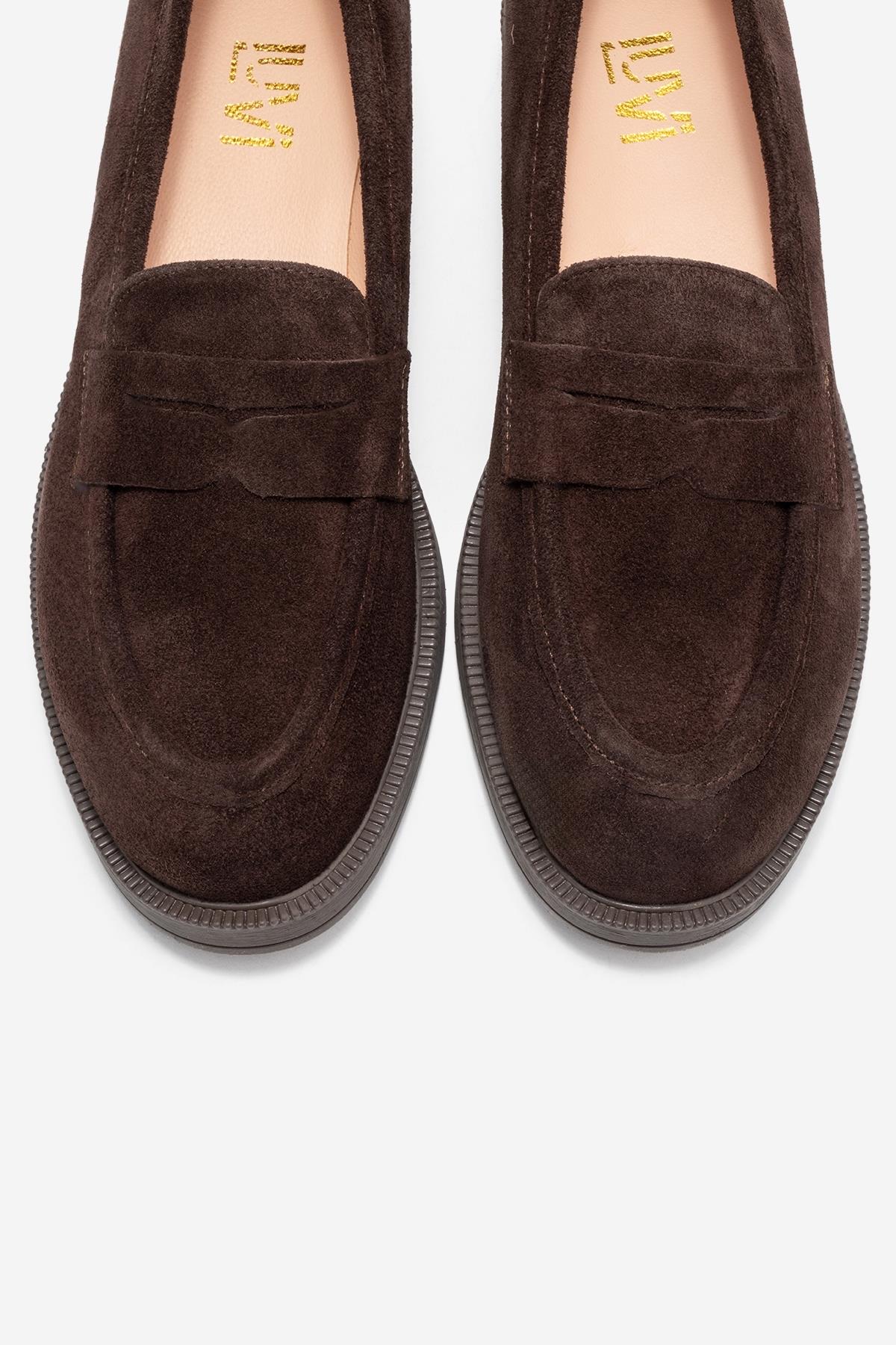 Bree - Mocasines de plataforma de cuero marrón (mujer)