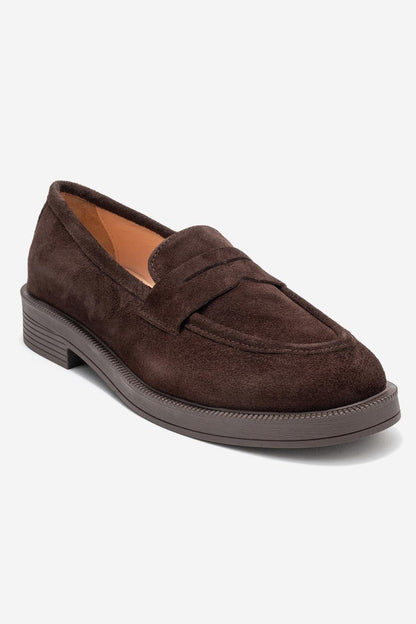 Bree - Mocasines de plataforma de cuero marrón (mujer)
