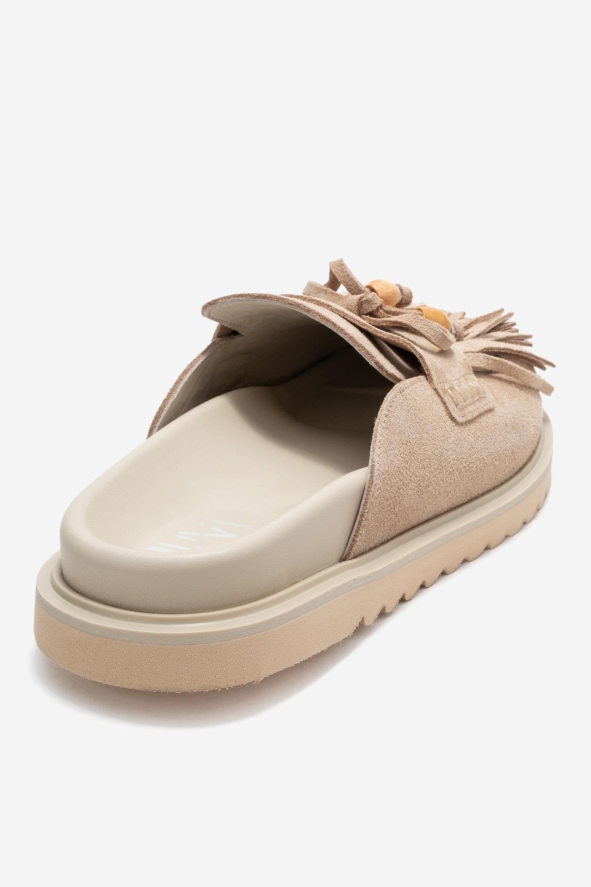 Carol - Mule de cuero con borla de ante beige (Mujer)