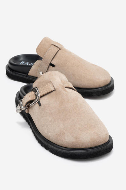 Vesta - Mula de cuero beige (Mujer)
