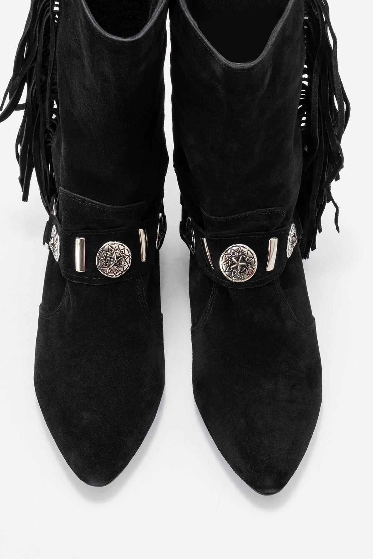 Selora - Bota vaquera de piel negra con hebilla (Mujer)