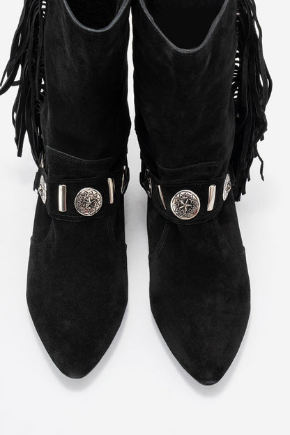 Selora - Bota vaquera de piel negra con hebilla (Mujer)