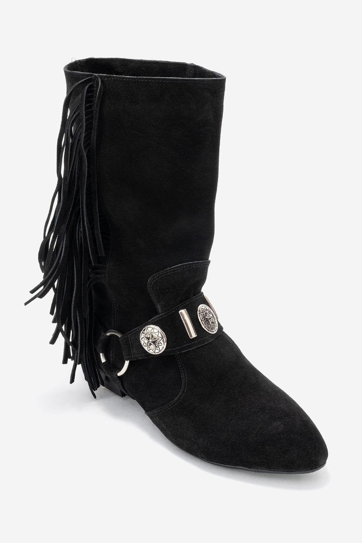 Selora - Bota vaquera de piel negra con hebilla (Mujer)