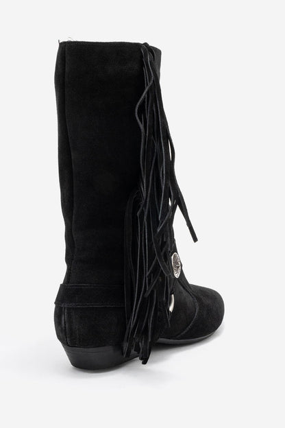 Selora - Bota vaquera de piel negra con hebilla (Mujer)