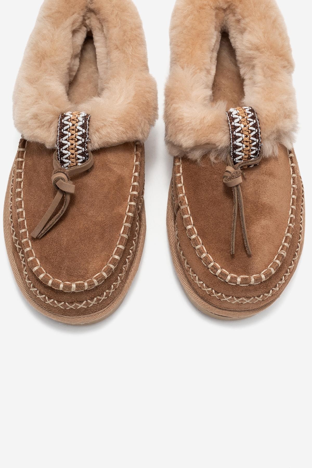 Noriel - Pantuflas Mocasín de Ante Cognac (Mujer)