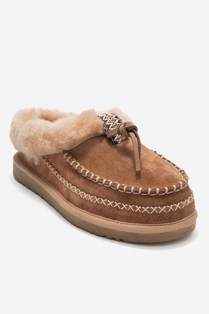 Noriel - Pantuflas Mocasín de Ante Cognac (Mujer)