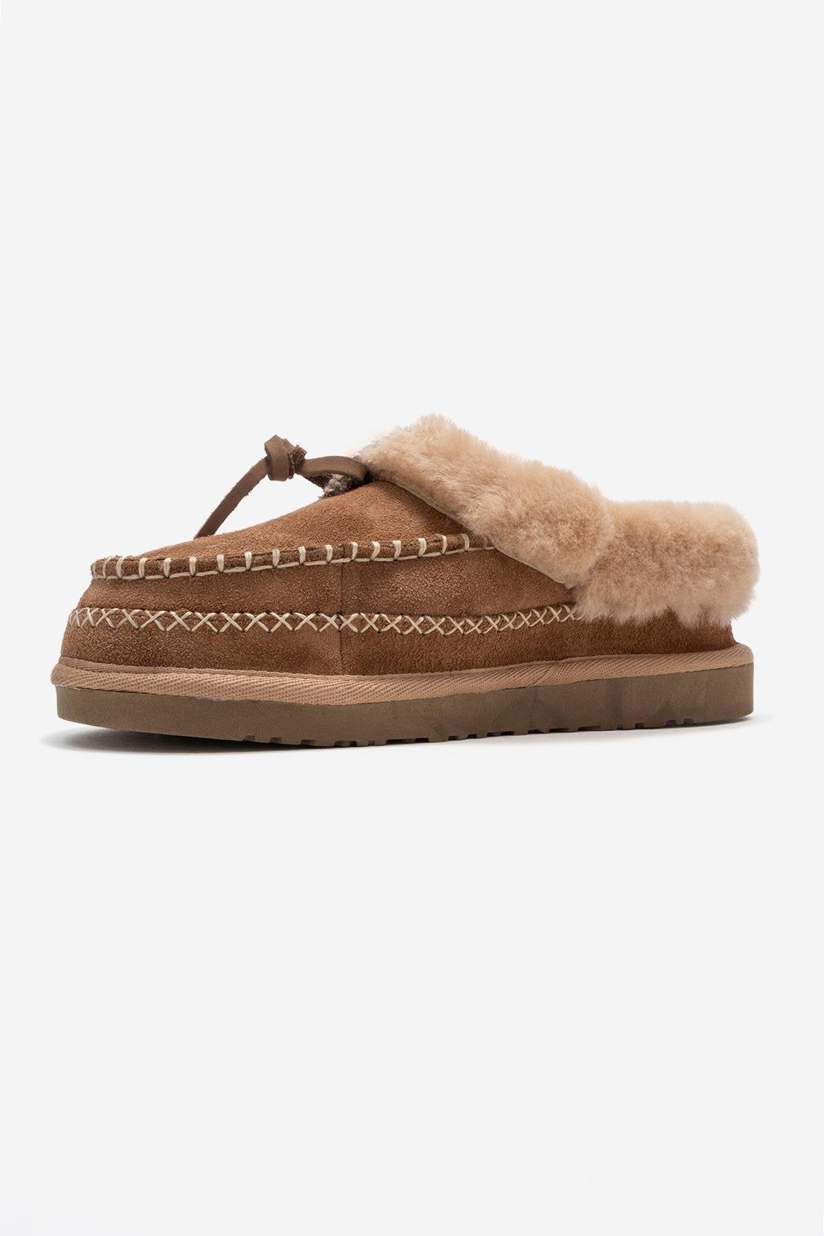Noriel - Pantuflas Mocasín de Ante Cognac (Mujer)