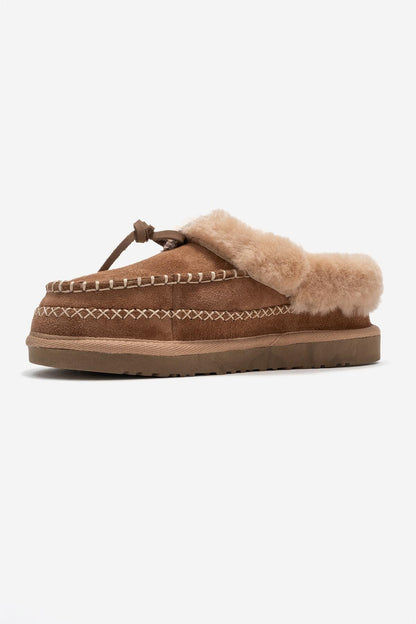 Noriel - Pantuflas Mocasín de Ante Cognac (Mujer)