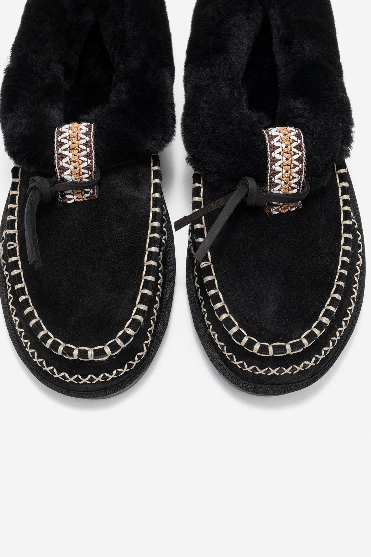 Noriel - Pantuflas Mocasín de Ante Negro (Mujer)