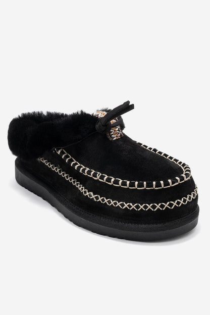 Noriel - Pantuflas Mocasín de Ante Negro (Mujer)