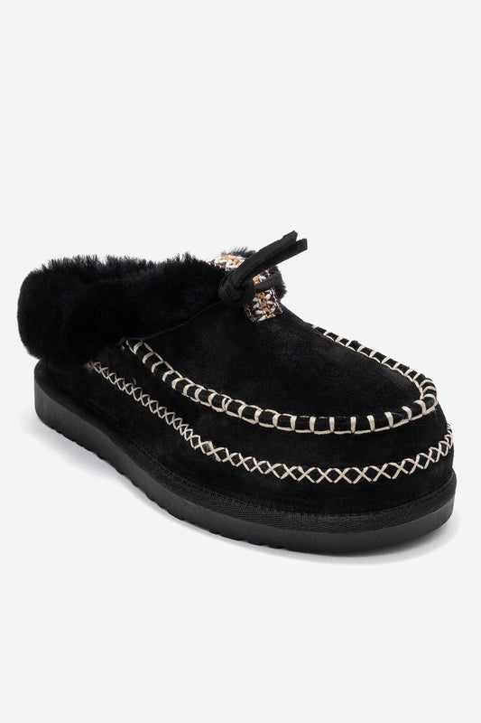 Noriel - Pantuflas Mocasín de Ante Negro (Mujer)