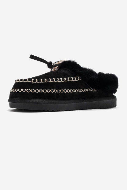 Noriel - Pantuflas Mocasín de Ante Negro (Mujer)