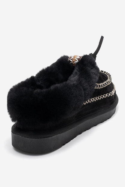 Noriel - Pantuflas Mocasín de Ante Negro (Mujer)