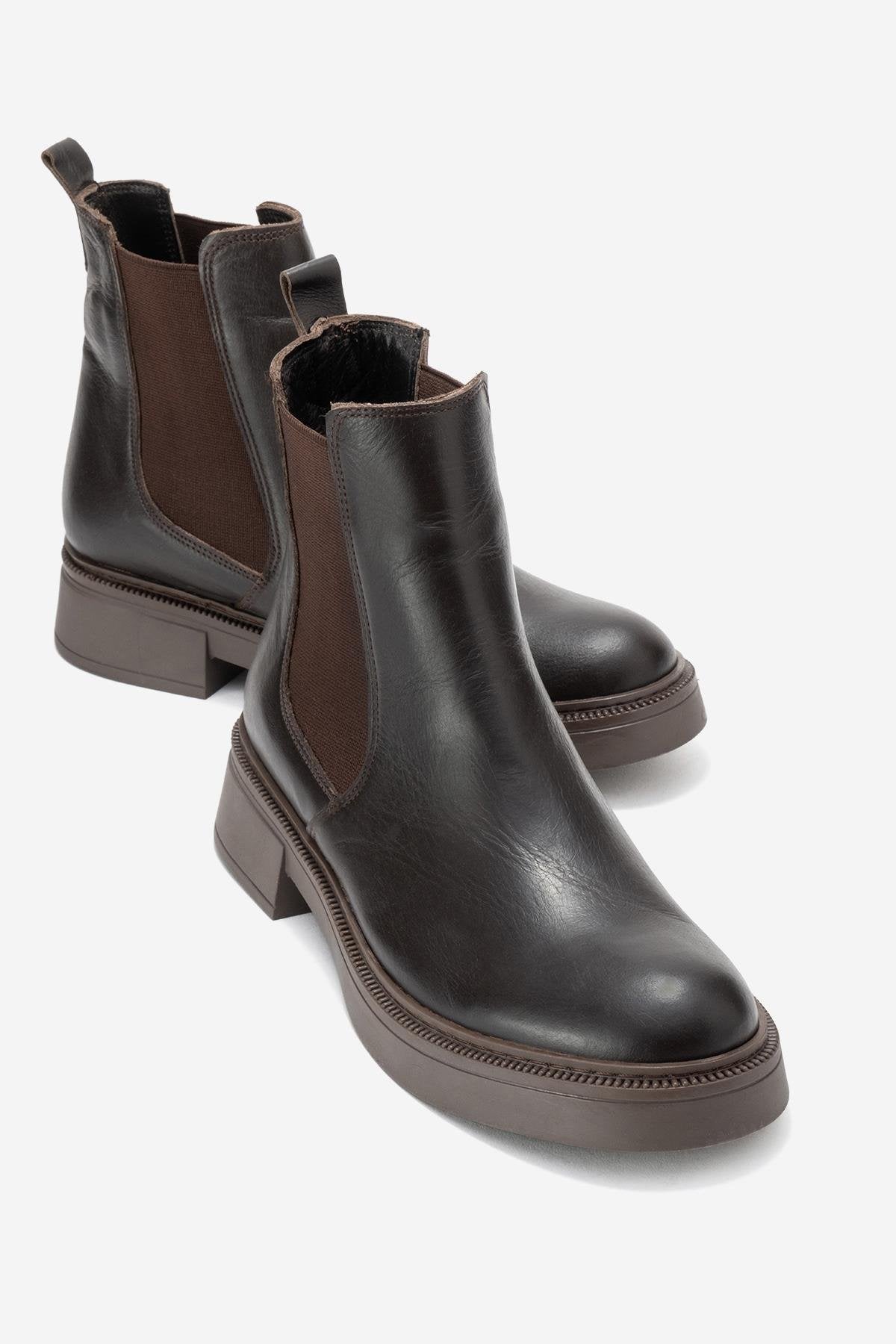 Orliss - Botín Chelsea de cuero genuino marrón (mujer)