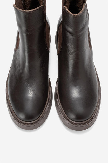 Orliss - Botín Chelsea de cuero genuino marrón (mujer)