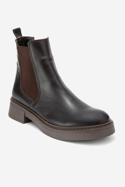Orliss - Botín Chelsea de cuero genuino marrón (mujer)