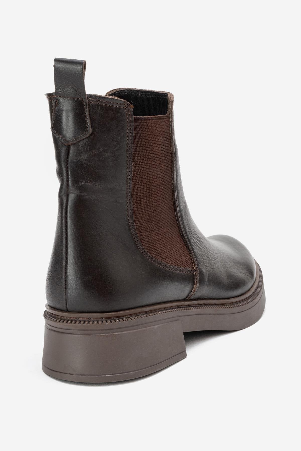 Orliss - Botín Chelsea de cuero genuino marrón (mujer)