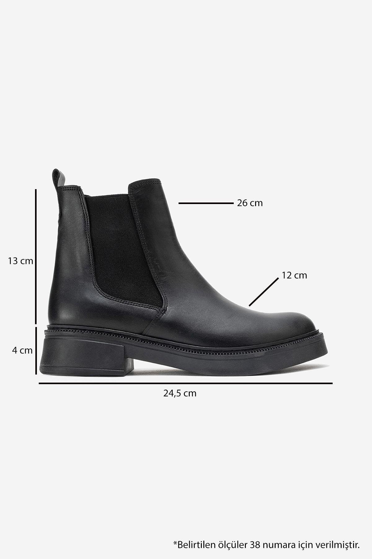 Orliss - Botín Chelsea de cuero genuino negro con paneles elásticos (mujer)