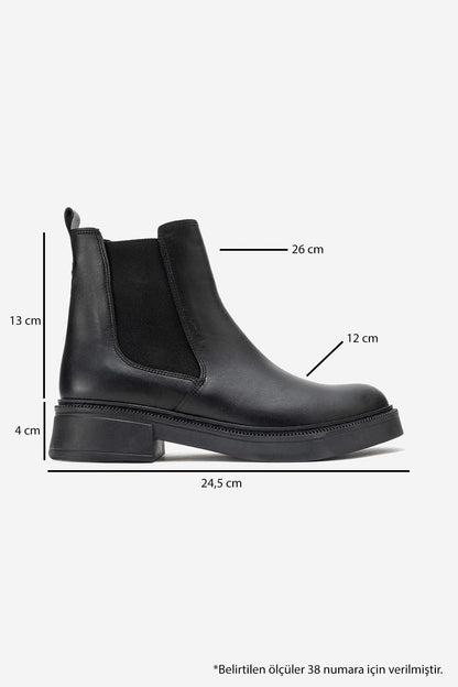 Orliss - Botín Chelsea de cuero genuino negro con paneles elásticos (mujer)