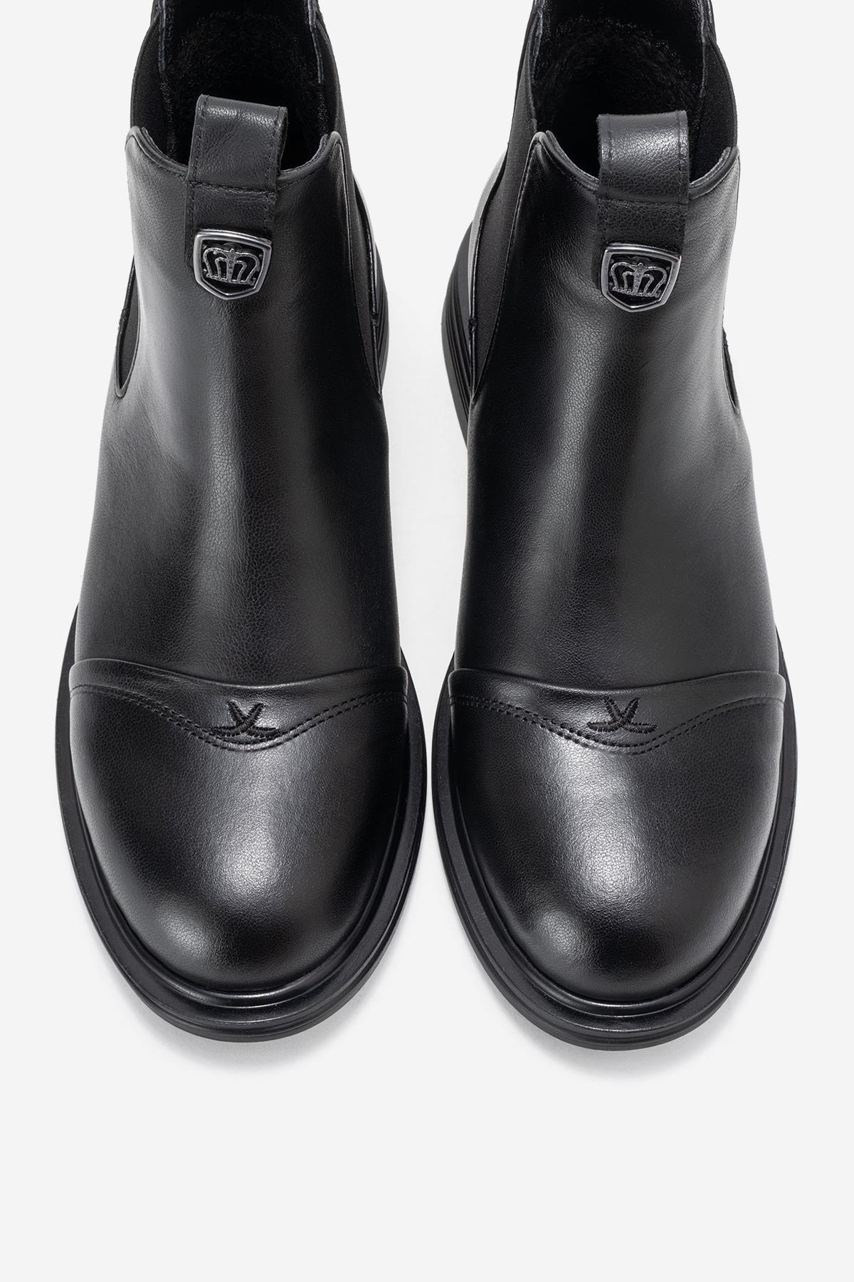 Sidney - Bota Chelsea de cuero negro con hebillas (Mujer)