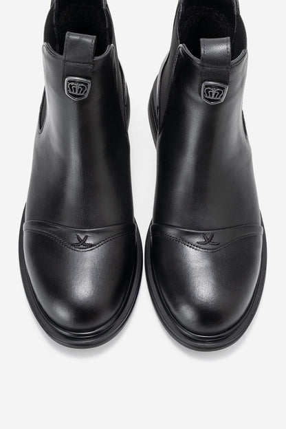 Sidney - Bota Chelsea de cuero negro con hebillas (Mujer)