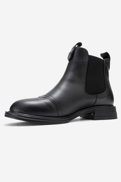 Sidney - Bota Chelsea de cuero negro con hebillas (Mujer)