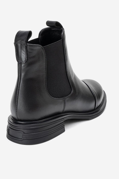 Sidney - Bota Chelsea de cuero negro con hebillas (Mujer)