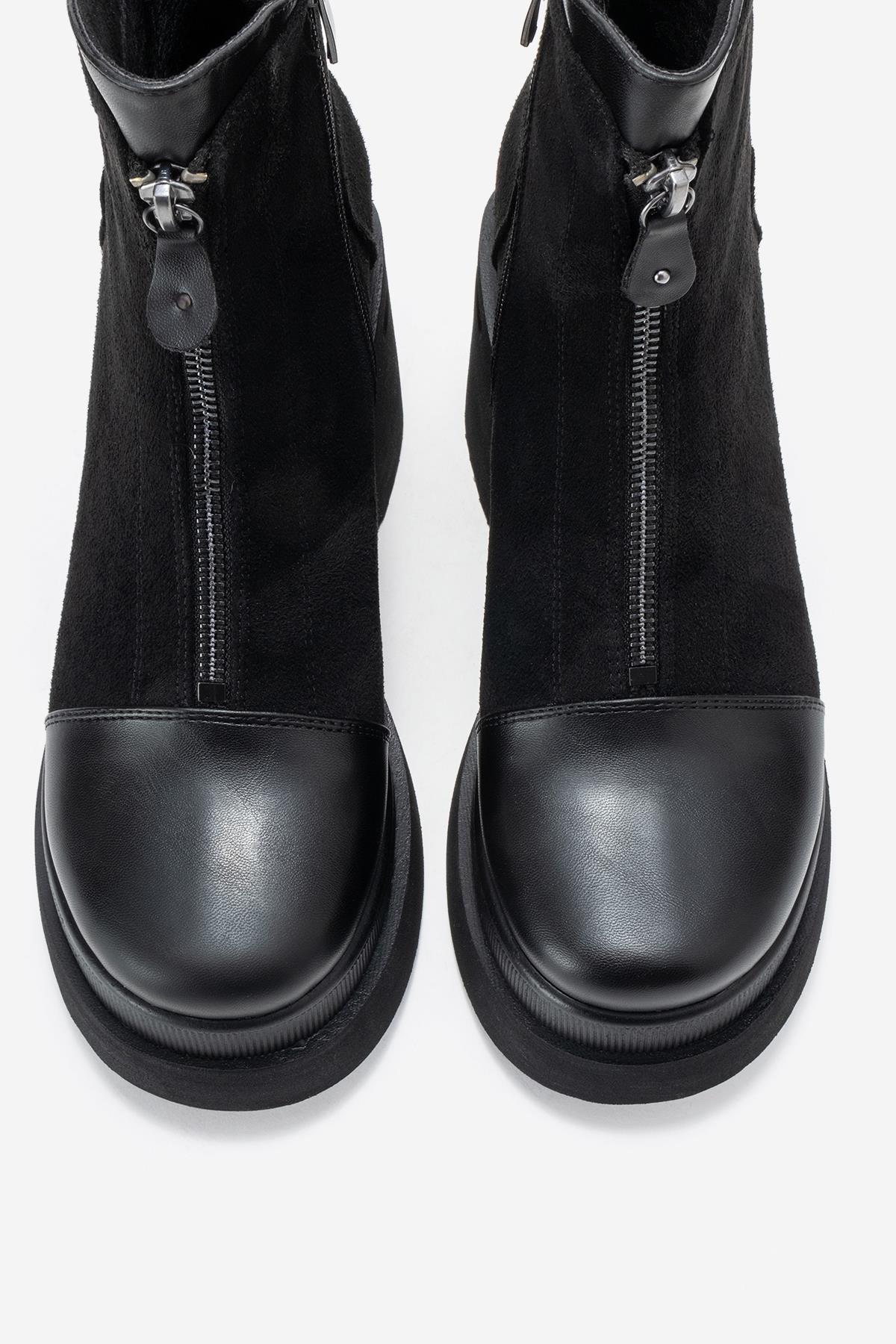 Ardenne - Botín de plataforma negro con cremallera (mujer)