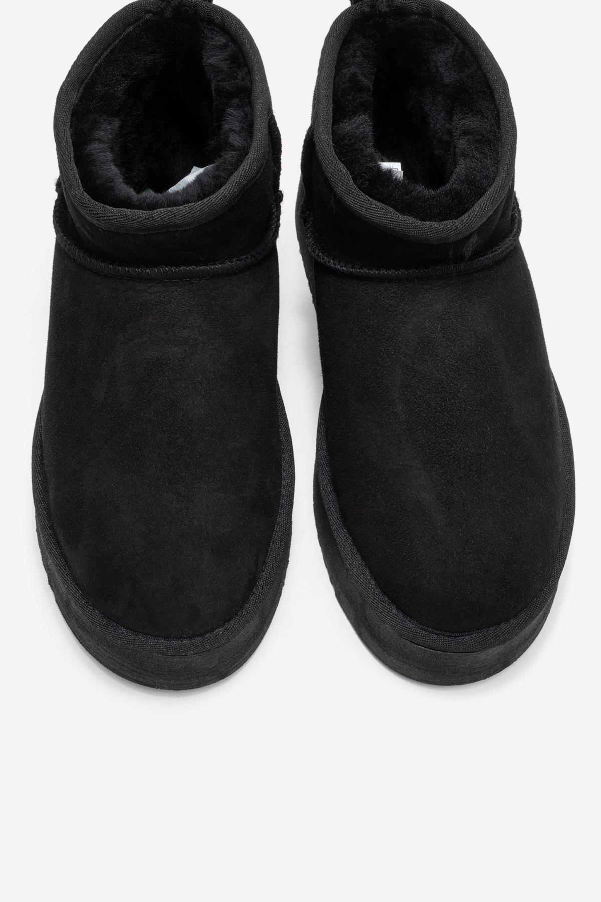 Veyra - Black Suede Leather Platform Ankle Boot (Women)